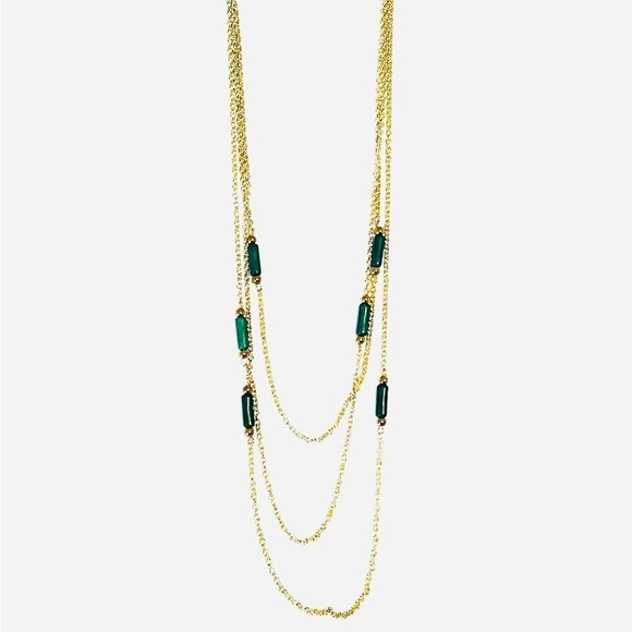 2/$15 - Multi Chain Drop Necklace - Green - Picture 1 of 3